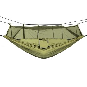 600lbs Load 2 Persons Hammock with Mosquito Net Outdoor Hiking Camping Hommock Portable Nylon Swing Hanging Bed (Color: Green) 600lbs Load 2 Persons Hammock with Mosquito Net Outdoor Hiking Camping Hommock Portable Nylon Swing Hanging Bed (Color: Green)
