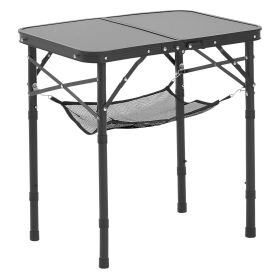 VEVOR Folding Camping Table, Adjustable Height Portable Side Tables, Aluminum MDF Beach Table with Mesh Layer, Carrying Handle (Color: Black, size: 24 inch) VEVOR Folding Camping Table, Adjustable Height Portable Side Tables, Aluminum MDF Beach Table with Mesh Layer, Carrying Handle (Color: Black, size: 24 inch)